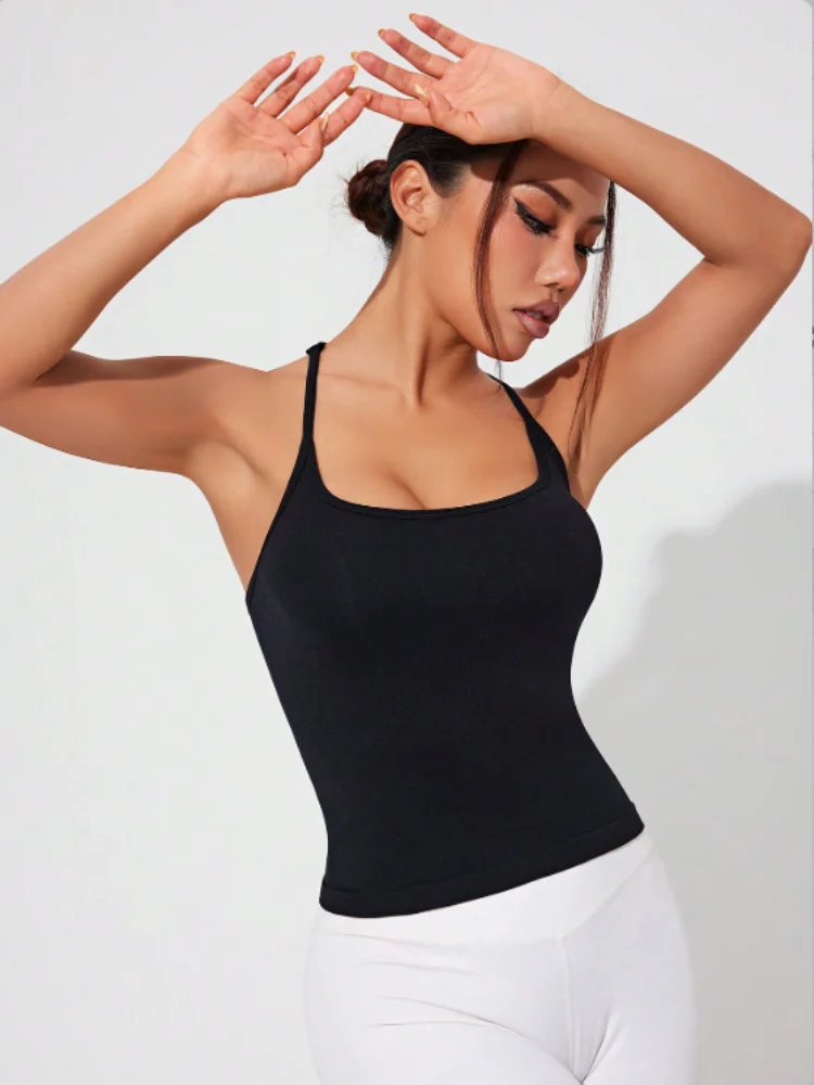 

Women's camisole yoga vest, shockproof, anti sagging, breathable, quick drying, fitness cycling, sports vest