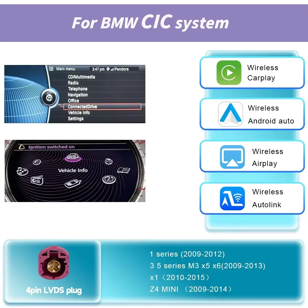 Wireless CarPlay Android Auto For BMW NBT CIC System 1 2 3 4 5 6 Series X1 X3 X4 X5 F20 F21 F30 F31 F10 F48 F25 F26 F15 F10 E84 image 3