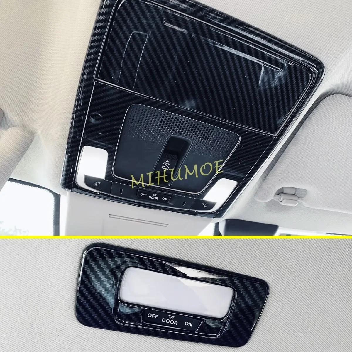 Carbon Fiber Interior Front + Rear Reading Light Lamp Cover Trims For Honda Civic 11th 2022 2023 2024 2025