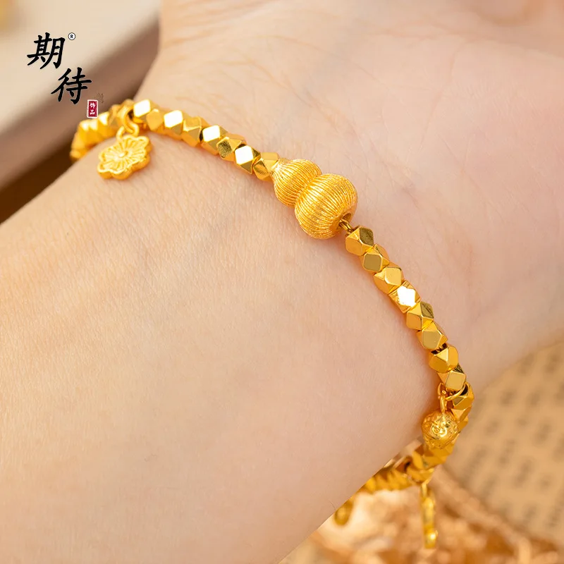 

Роскошный женский браслет из чистого золота 9999 карат из настоящего золота с бриллиантами Didi Ball Браслет из тыквы Браслет с бабочкой и цветком