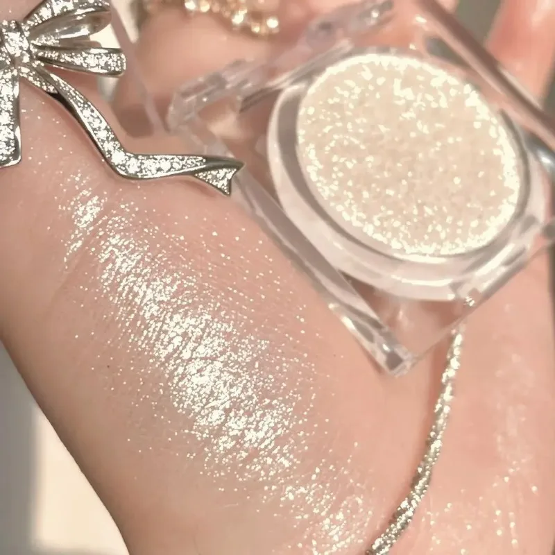 モノクロホワイトシャイニーハイライターパレットダイヤモンドグリッターアイシャドウ長持ちパール光沢のある輝きブライトンブロンザーメイクアップ