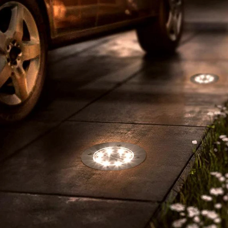 

Aluminum Solar Powered Ground Lights Outdoor Solar Disk Light Waterproof Landscape Lamp for Patio Yard Pathway Walkway Driveway