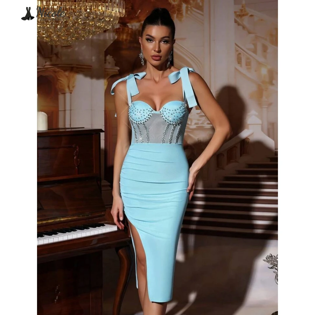 

Nicole Candle Prom Dress Custom Made Elegant Gowns Side Slit Dresses Gala Satin Cloth Wedding Evening Dress Woman Robe Soiree