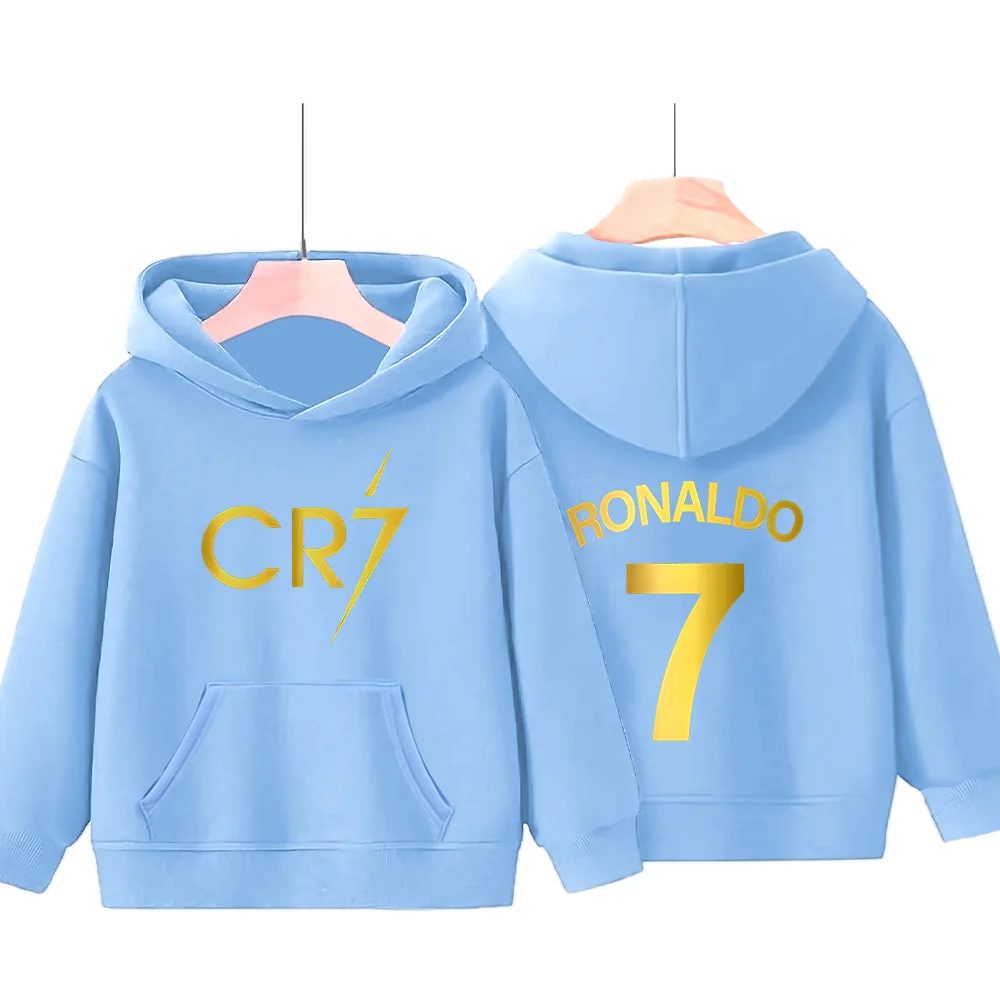 Football Player CR7 Hoodies Football Fan CR7 Boys Sweatshirts Children New Simple Print Tracksuit Fashion Two Sides Sudadera CR7