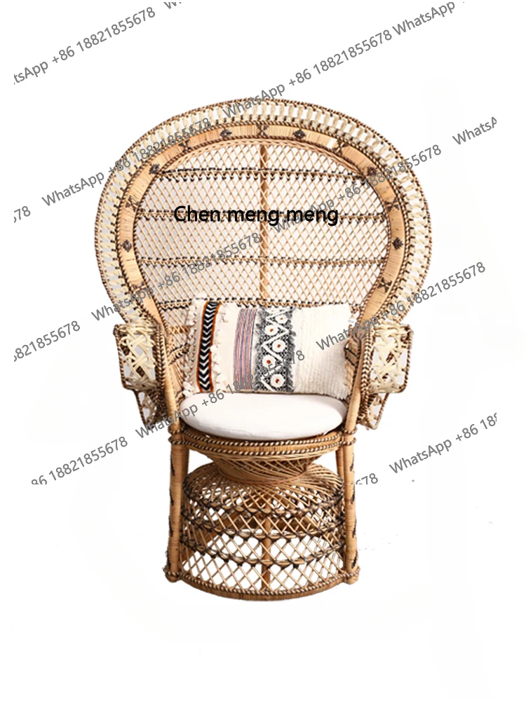 Natural Real Rattan Peacock Chair Indonesian Rattan Chair Thai Balcony Princess  Designer Chair