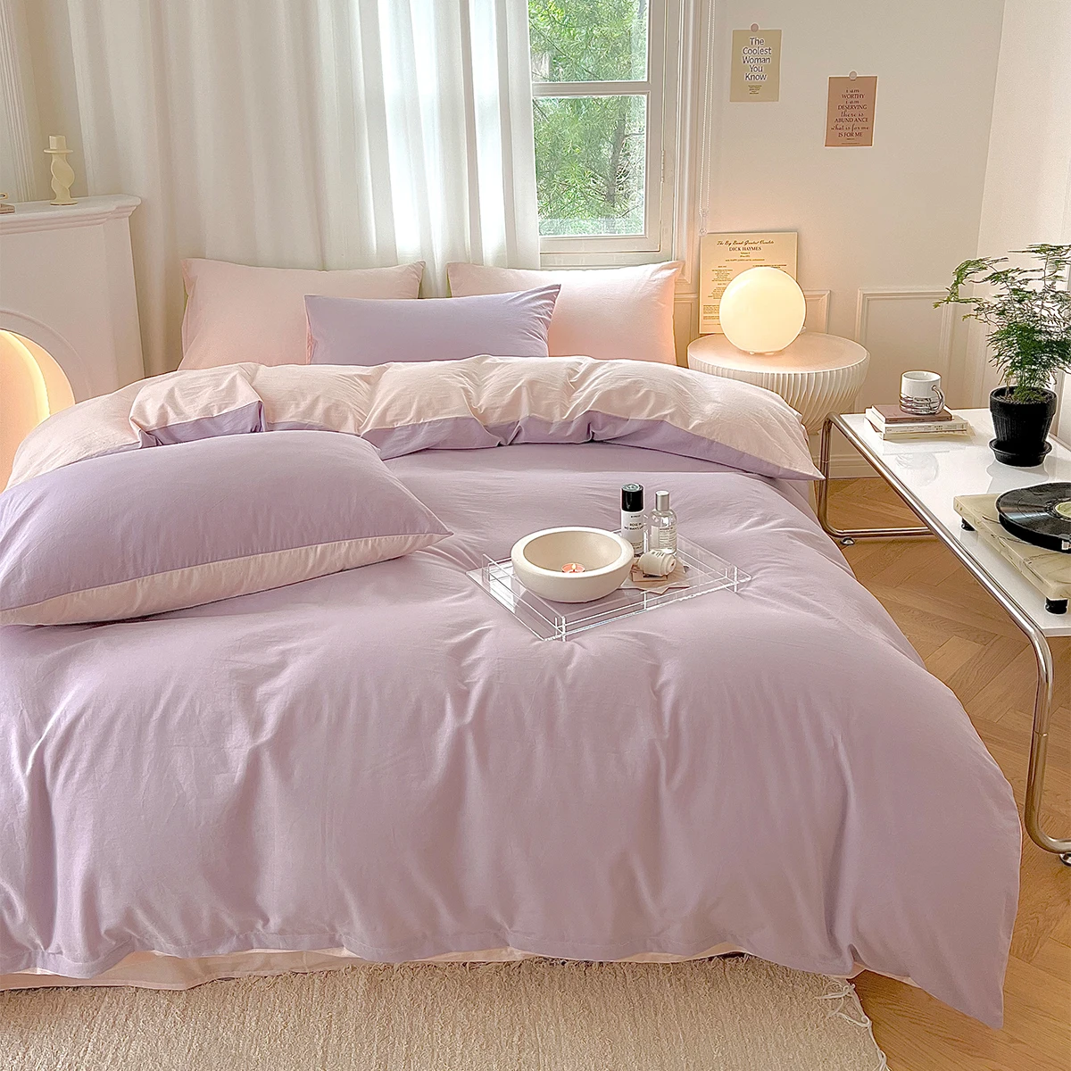 3pcs 100% polyester simple comfort solid color matching duvet set zipper (duvet cover x 1 pillowcase x 2) without filling