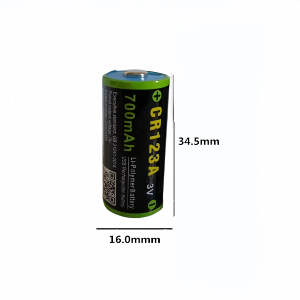 12PCS CR123A 3V 700mah 2100mWh 3.0V TYPE C USB rechargeable Li-polymer polymer 3V constant voltage lithium battery