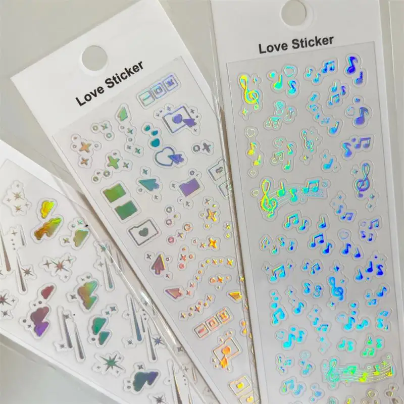 Sticker Cute Style Unique Creative Eye-catching Strong Viscosity Korean Holographic Sticker Music Theme Stationery Durable