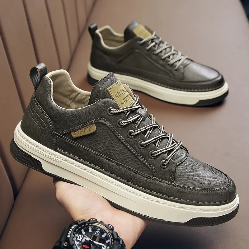 

2023 New Four Seasons Microfiber Men's Casual Shoes Trend Lace up Men's Board Shoes Outdoor Flat Bottom Men's Canvas Shoes