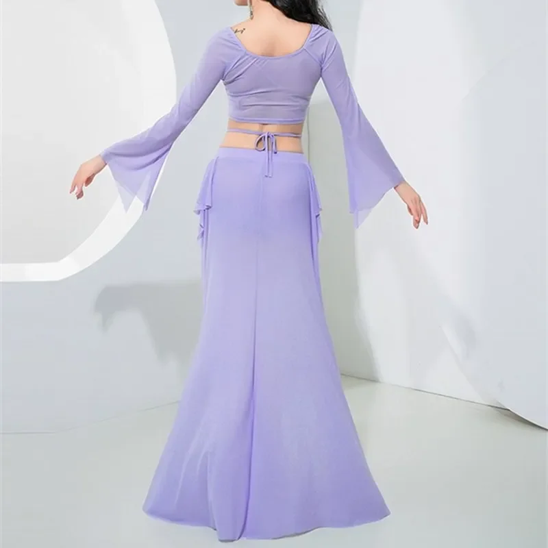 Chifre manga longa vestido de dança oriental brilho strass brilho saia sexy lado split carnaval fantasia feminino trajes adultos