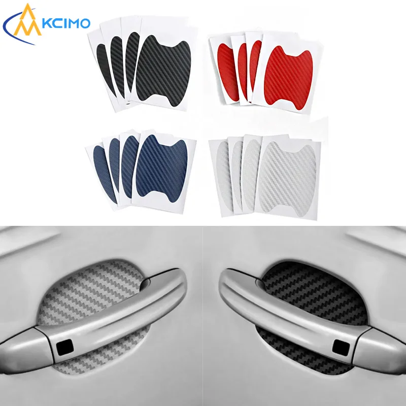 Carbon Fiber Car Door Handle Bowl Scratch Waterproof Protective Sticker 4PCS Universal Automobiles Protector Exterior Accessory