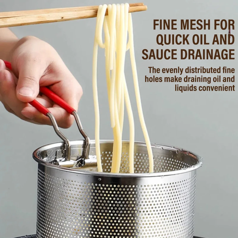 Multi-purpose Stainless Steel Fry Basket Colander Strainer for Deep Frying French Fries Cooking Basket Kitchen Oil Strainer Tool