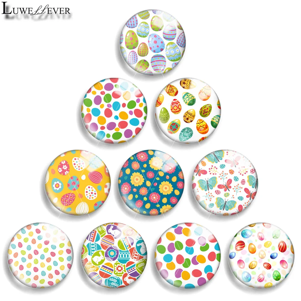 10mm 12mm 20mm 25mm 30mm 40mm 791 Easter Egg Mix Round Glass Cabochon Jewelry Finding 18mm Snap Button Charm Bracelet