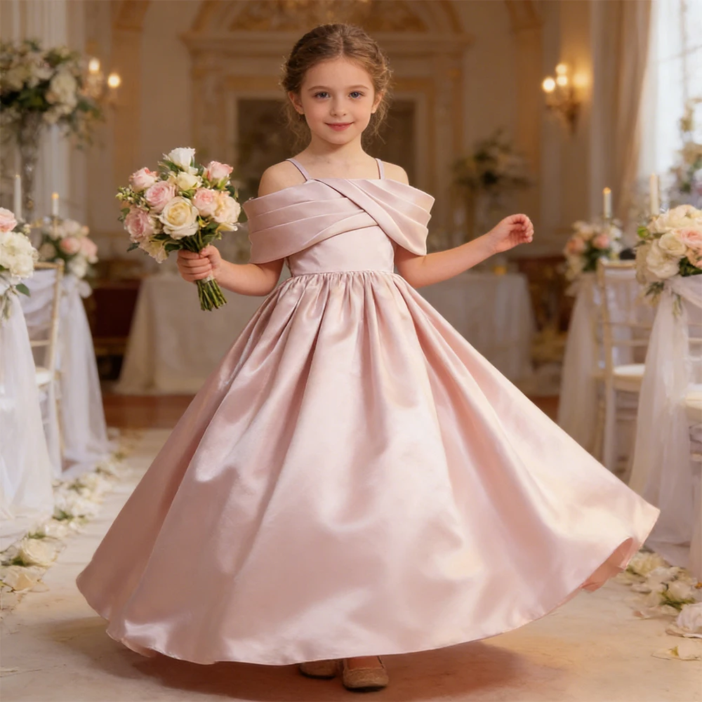

Off-shoulder Girls Wedding Princess Dress Bridesmaid Costume Formal Elegant Piano Performance Gown Kids Girl Birthday Dress
