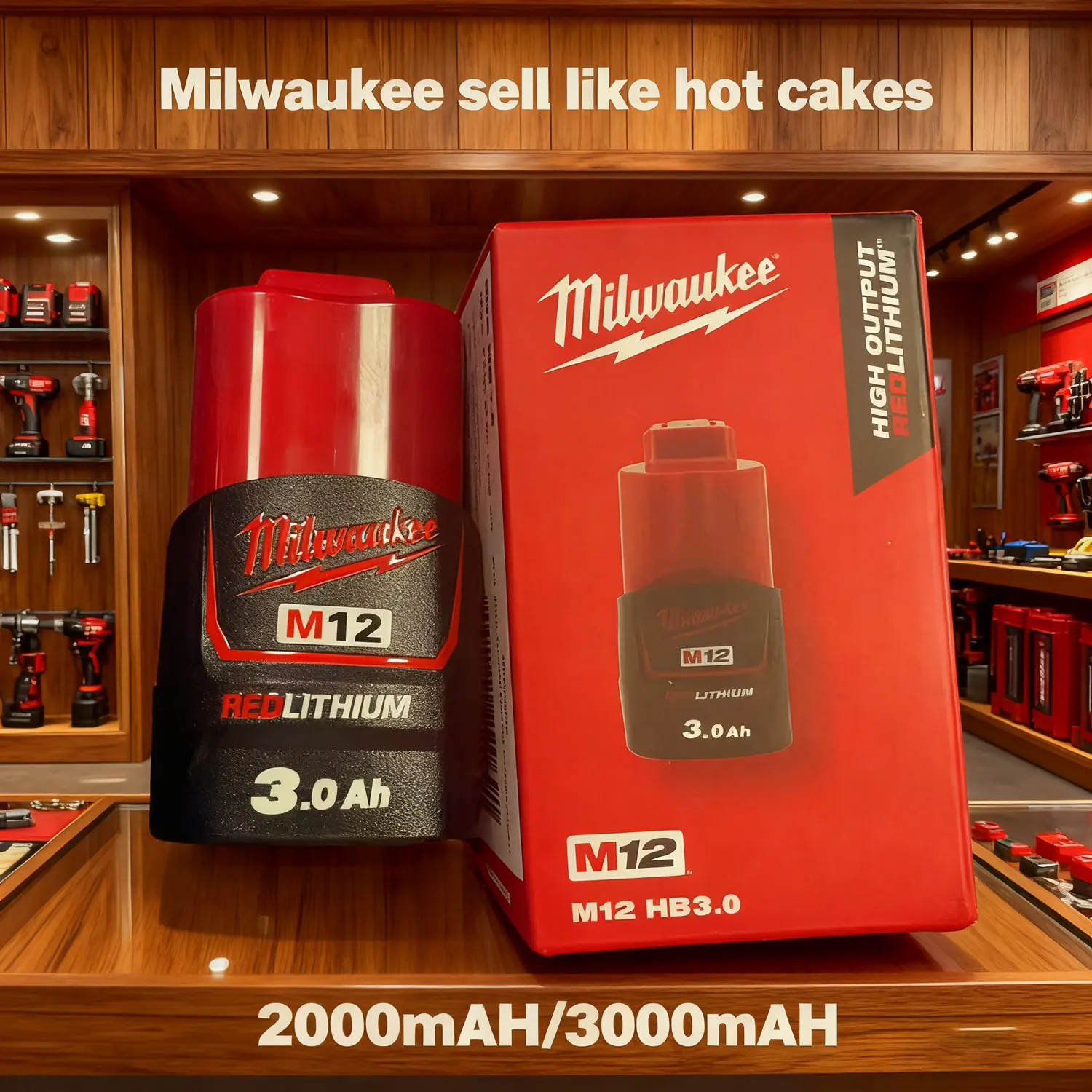 بطارية ميلووكي الأصلية بطارية قابلة للشحن 12v48-11-241148-11-2401mil-12a-lim12 2ah ~ 3ah 5ah ~ 6ah بطارية متينة. #1