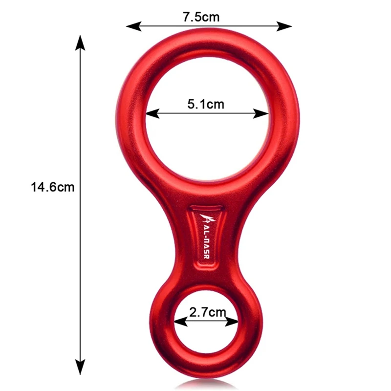 ABNO-35KN Rock Climbing Carabiner รูปที่ 8Rappelling เชือก Descender อลูมิเนียมรูปอุปกรณ์ Belay Abseiling Downhill อุปกรณ์