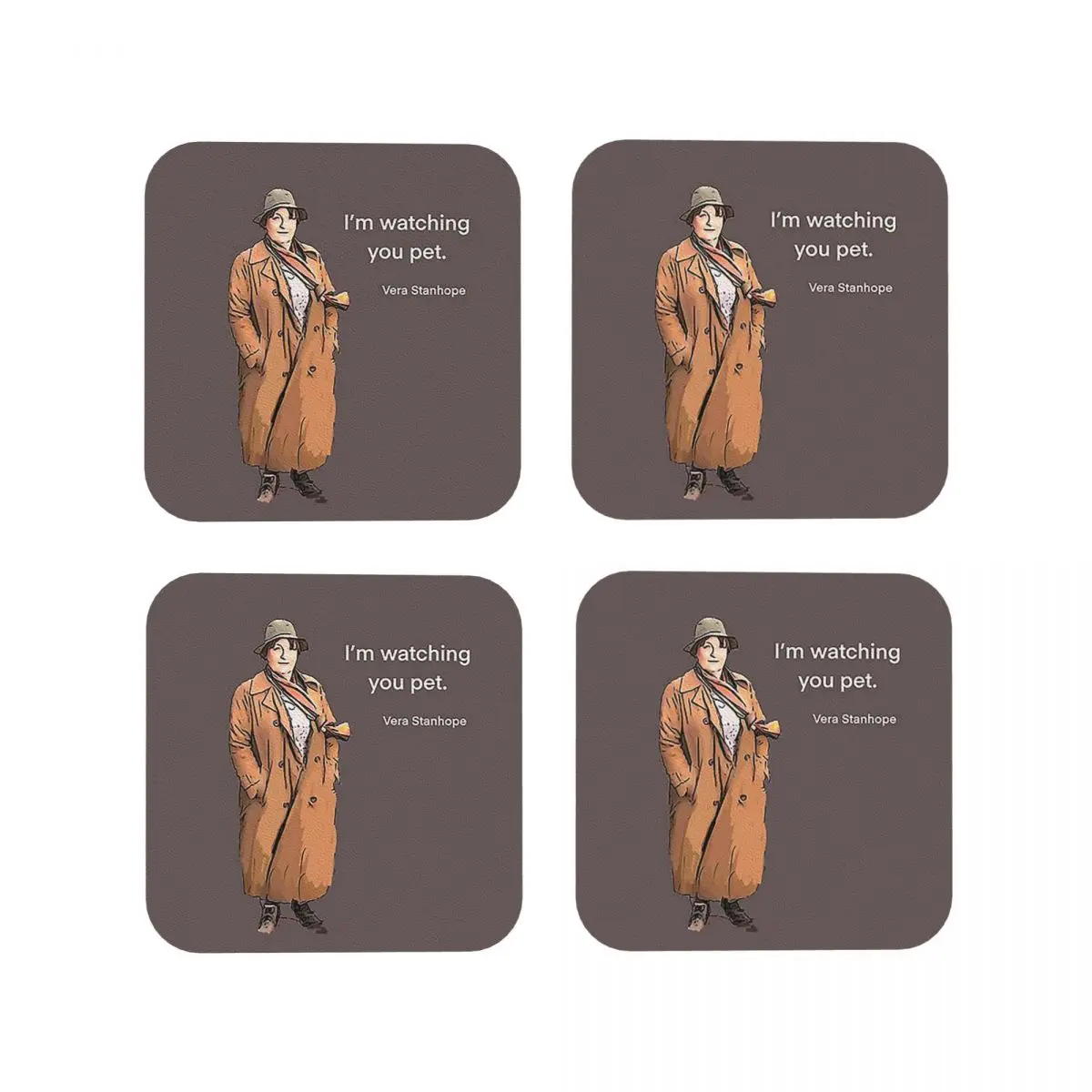 DCI Vera Stanhope I'm Watching You Pet. Untersetzer, Küchen-Tischsets, Isolierung, Tasse, Kaffeematten für Dekor, Geschirr, Pads, 4er-Set