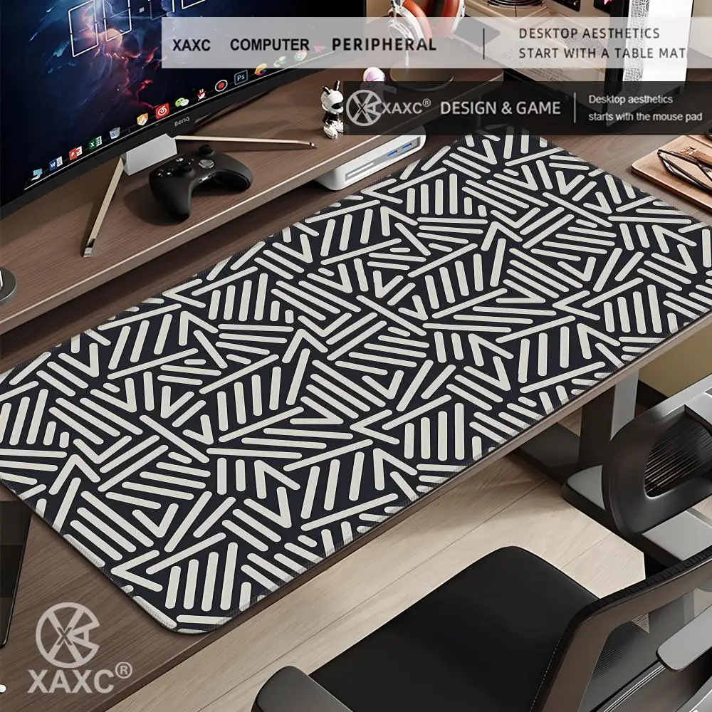 

Minimalist Black Abstract Lines Extended Gaming Mouse Pad, XXL Desk Mat with Stitched Edges, 2mm/3mm Thick XAXC