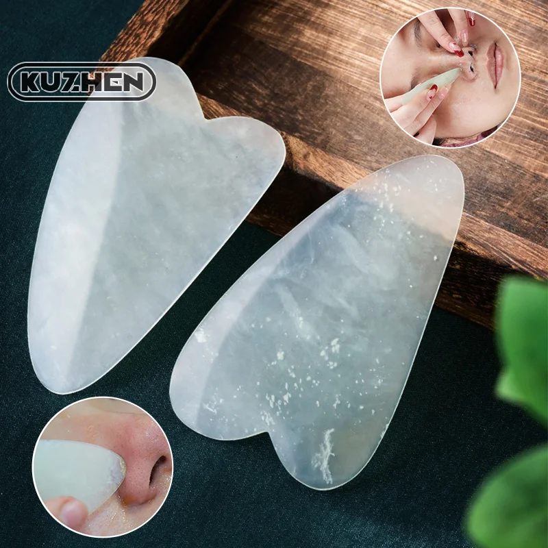 Ultra-Thin Jade Blackhead Guasha Stone Massage Face Lift Tools Natural Rose Quartz Gouache Scraper Jade Gua Sha Board For Face