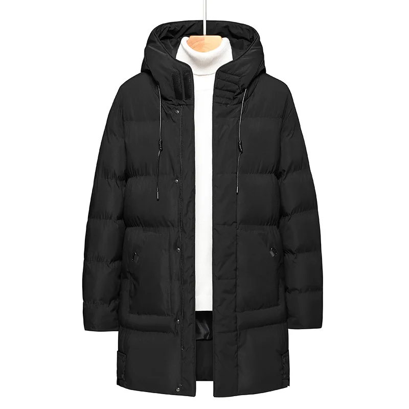 Long Jacket for Men Hooded Oversize M-8 XL Black Puffer Down Coat Windproof  Outwear Business Hombre