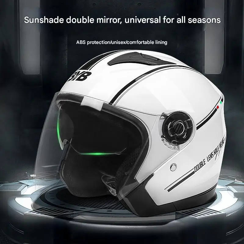 Casco de motociclismo de carcasa dura Abs de alta calidad, casco anticisión de doble lente Anti-Uv