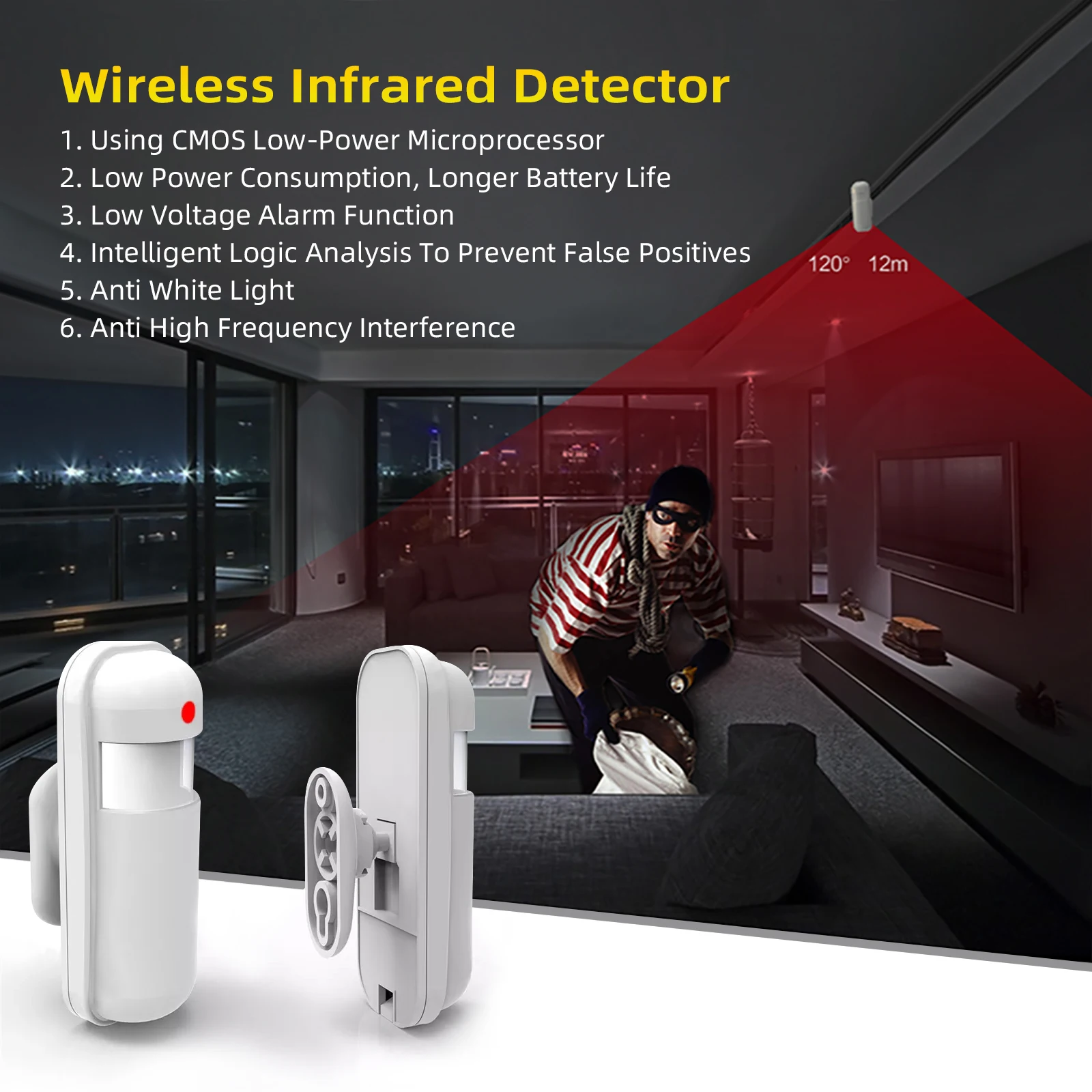 PGST ZigBee Tuya 433MHz Smart Life Home Security Protection PIR Infrared Motion Sensor Detector For House Alarm Security System