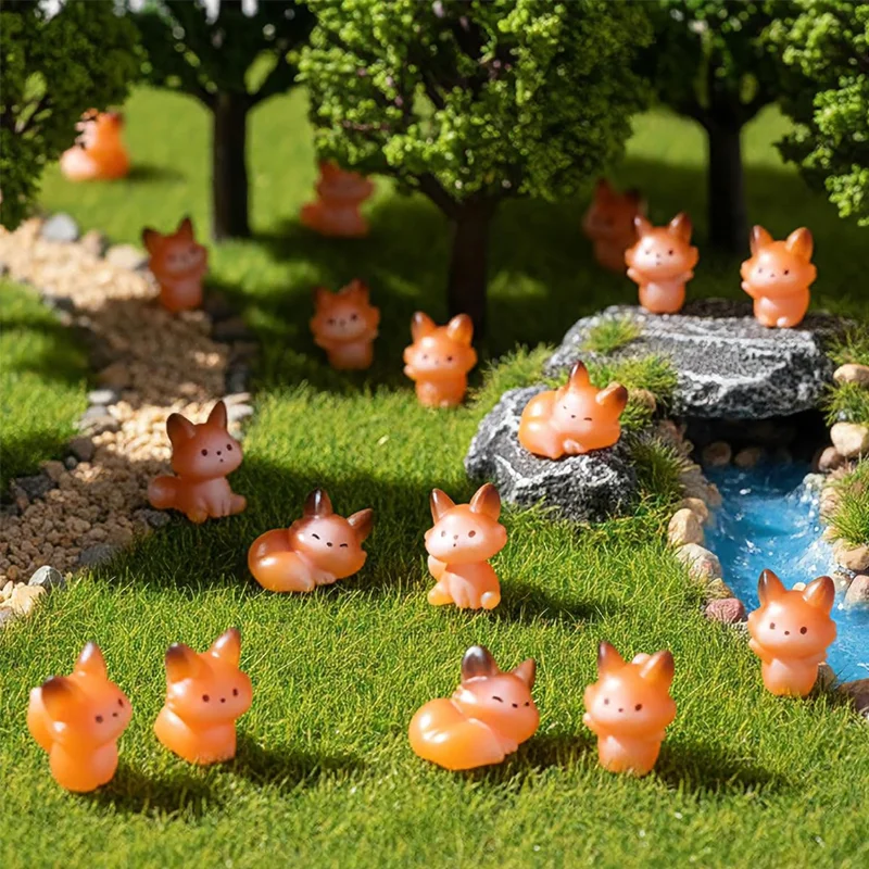5/10 Stück Mini-Harz-Fuchsfiguren, Waldtier-Miniaturen für Heimdekoration, Basteln, Mikrolandschaft, DIY-Dekoration – Detail 5