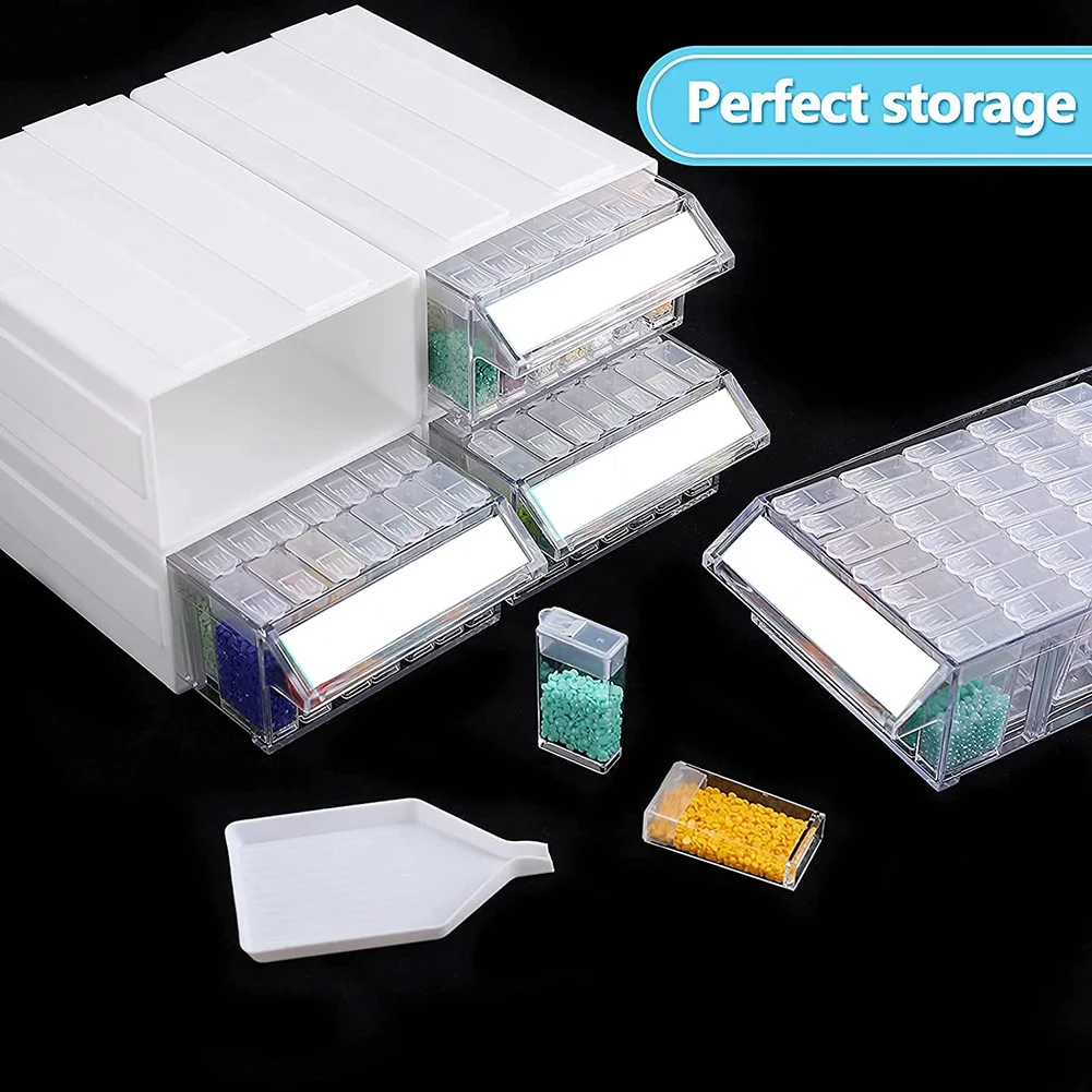 J1UL1N 4 Packs Diamond Painting Containers 140 Slots Stackable Craft Organizer Drawer For DIY Art Craft Rhinestone Sequins