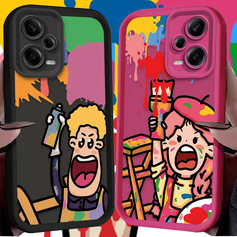 Couple Painting Artist Graffiti Case for Xiaomi Redmi Note 13 12 11 Pro Plus 4G 5G 12S 11S 10S 10 9 9S Redmi 14C 13C 12C A3 12