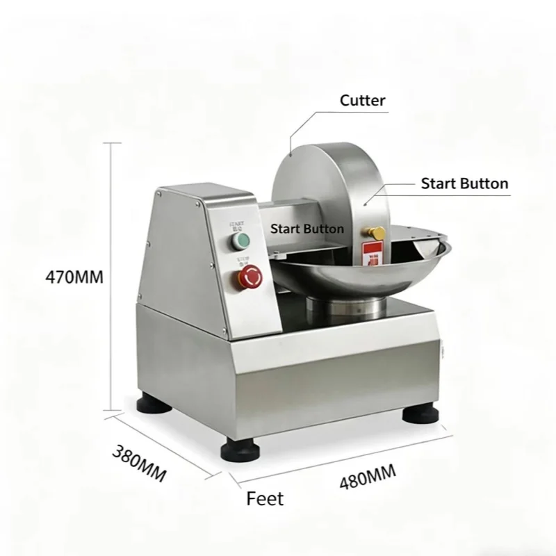 Small Commercial High Speed Bowl Cutter Meat & Vegetable Chopper Stainless Steel Food Processing Machine For Sausage