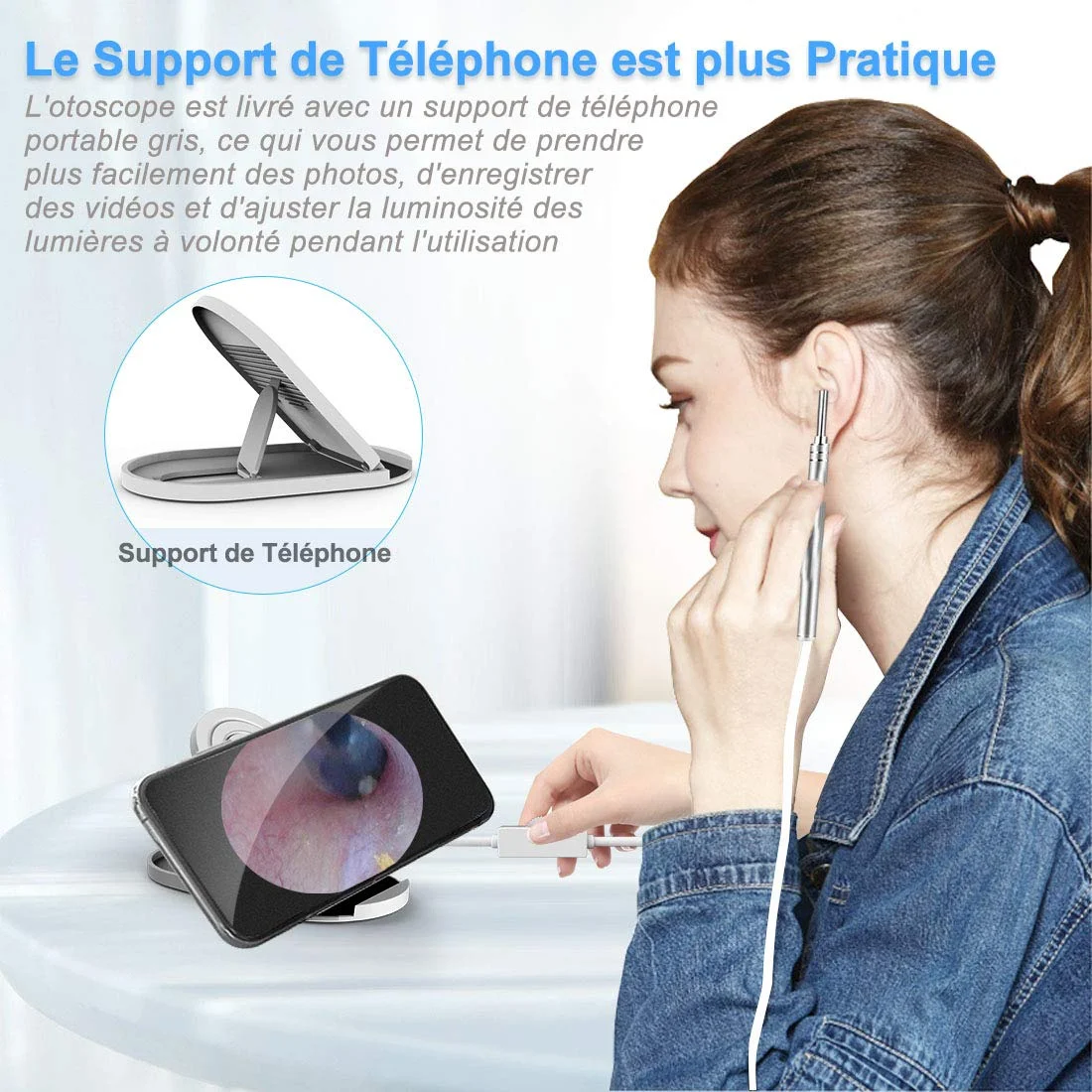 WiFi Otoscope 3.9MM 2MP HD USB Endoscope Wireless Ear Cleaning Examination Camera and 6 LED Lights for iPhone, Android