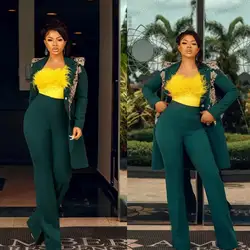 Elegant Applique Women Suits 2 Pieces Full Sleeve Peaked Lapel Gown Wide Leg Pants Wide Legs Pants Formal Dress Custom Made