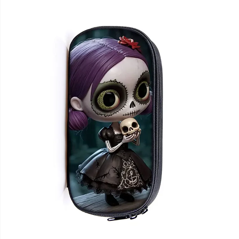 Horror Nightmare Zombie Girl Print Cosmetic Cases Dark Gothic Women  Pencil Bags Stationary Bags Kids School Supplies Gift