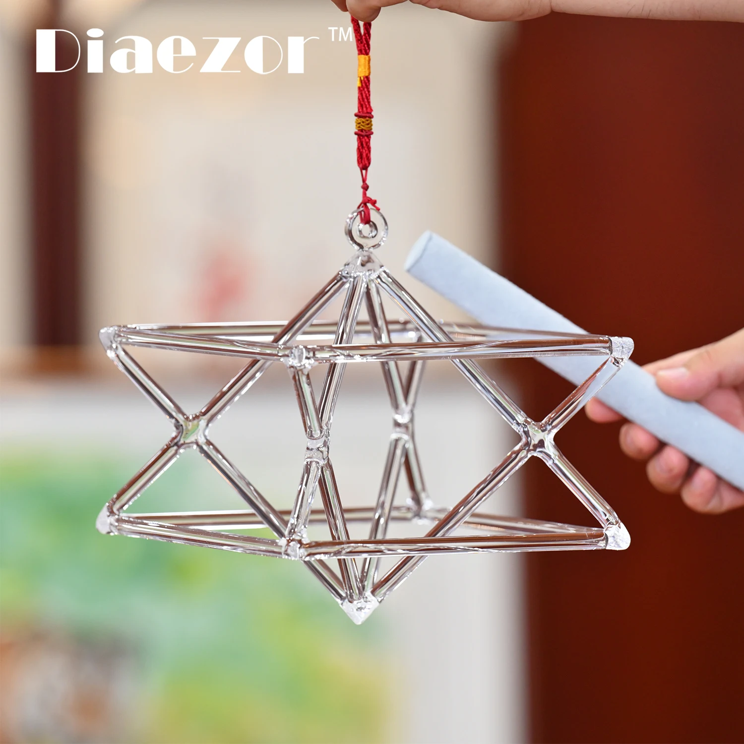 Diaezor 5 or 6 Inch Clear Merkaba Alchemistry Crystal Singing Bowl Pyramid Chakra Sound Healing Instrument Relaxing Music