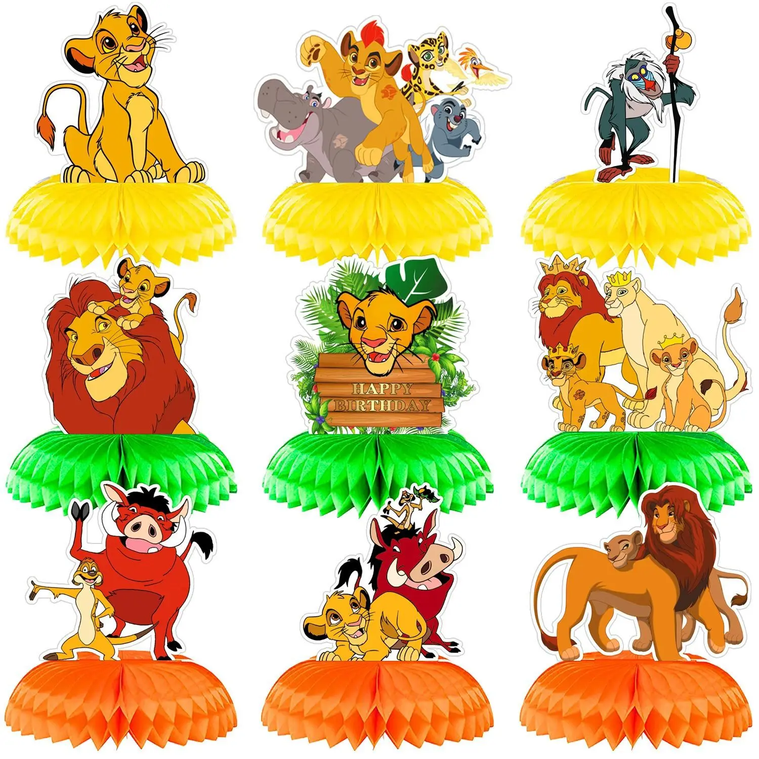 Anime Lion King Simba Theme Honeycomb Desktop Decor Birthday Party Table Toppers Decor Kids Baby Shower Party Supplie
