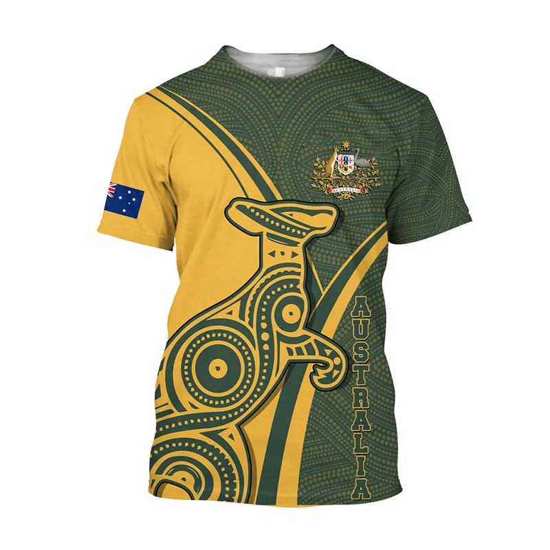 Men Short-Sleeved T-Shirt  Kangaroo Australia FLag Shirt For Men 3d Printed Short-Sleeved Tops High Quality Tees Men Clothing