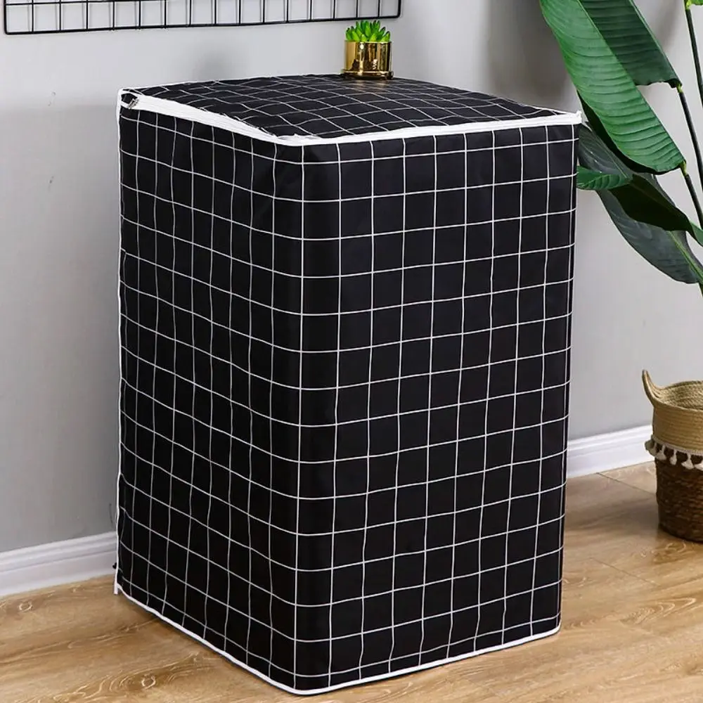 

Grid Stripe Washing Machine Dustproof Cover Waterproof Oxford Cloth Dustproof Washer Cover Sunscreen Easy to Clean