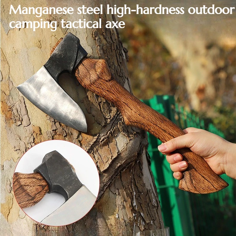 

65 Manganese Steel High-hardness T actical Axe Outdoor Camping Tree Chopping Mountain Clearing Emergency Self-defense Equipment
