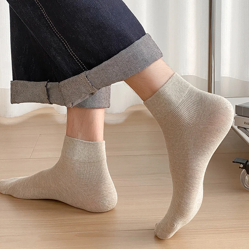 1 Pair/5 Pairs Short Socks For Men New Simple Casual Daily Ankle Socks Male Breathable Business Plain Socks Comfortable Thin