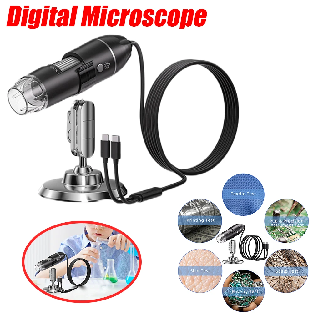 

1600X Digital Microscope 8 LED Portable Electronic Microscope Optical Microscope for Jewelry Appraisal Video for IOS Android