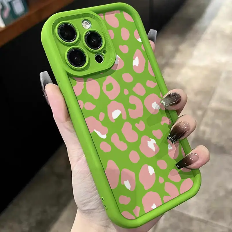 Funda de teléfono con estampado de leopardo rosa para iPhone, carcasa trasera de pantalla completa para iPhone 16, 15, 14, 13, 12, 11 Mini Pro Max,