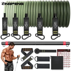 Set di fasce di resistenza fasce da allenamento fascia da allenamento 5 tubi Fitness con maniglie di ancoraggio per porte gambe cinturini alla caviglia e bastone per il Fitness