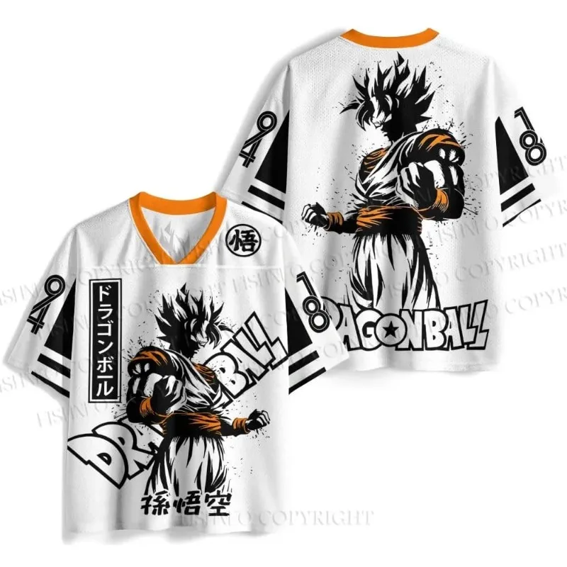 Dragon Ball Football Jersey Unisex V-Neck Short Sleeve Shirt Men Women Anime Print Streetwear Hip Hop Casual Tops Manga Fans Tee view 3