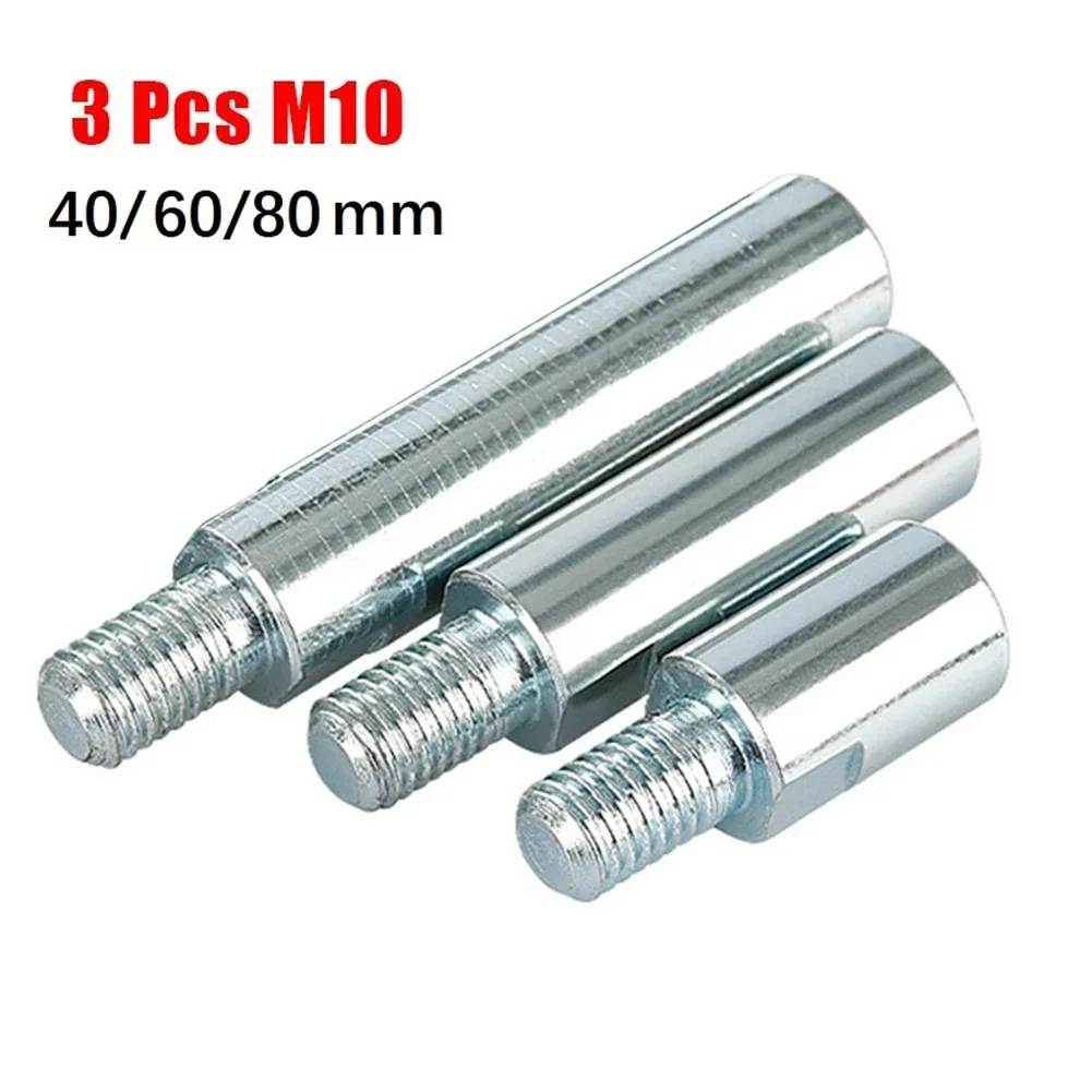 3pcs M10 Angle Grinder Extension Rod Thread Adapter Rod Polishing Pad Grinding Connection Rod Polisher Accessories