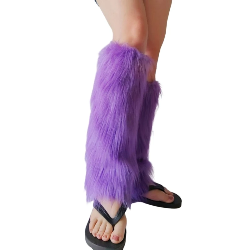 Women Faux Furs Leg Warmer Party Costumes Warm Fuzzy Leg Warmer Boot Cuffs Cover