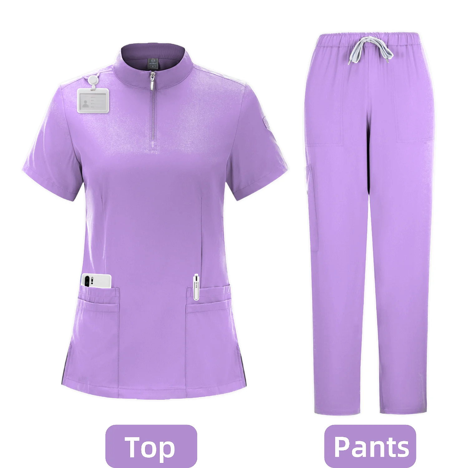 Unisex uniformes médicos para mulheres, v-neck enfermeira e médico Workwear conjunto, manga curta, cirurgia odontológica, uniforme de trabalho hospitalar