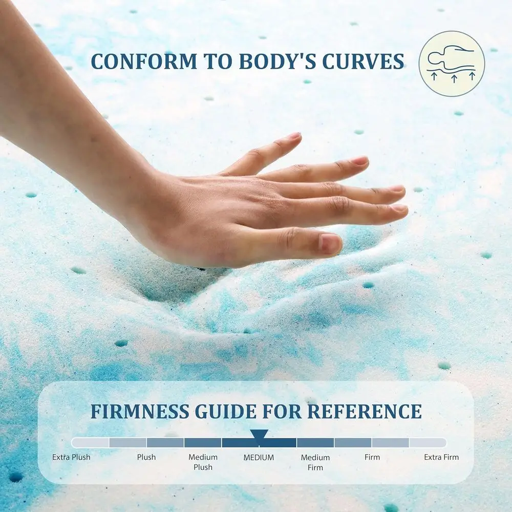 غطاء علوي من إسفنج الذاكرة الجل، 4 مقاس كينج، تخفيف الضغط، جيد التهوية، معتمد من CertiPUR-US، 76x80، متوسط الثابت #2