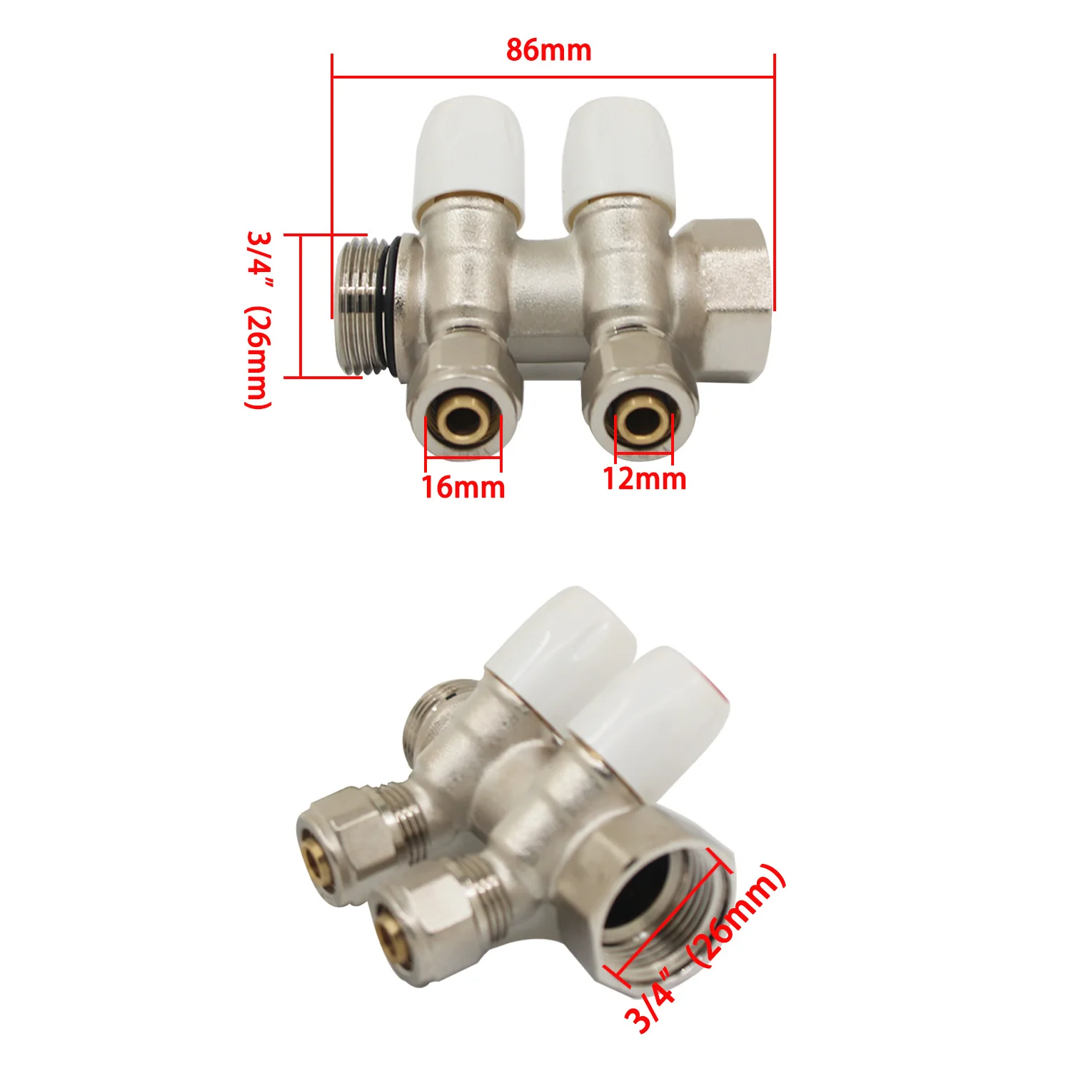 DN20 3/4' Brass Water Way Manifold Water Manifolds for Floor Heating