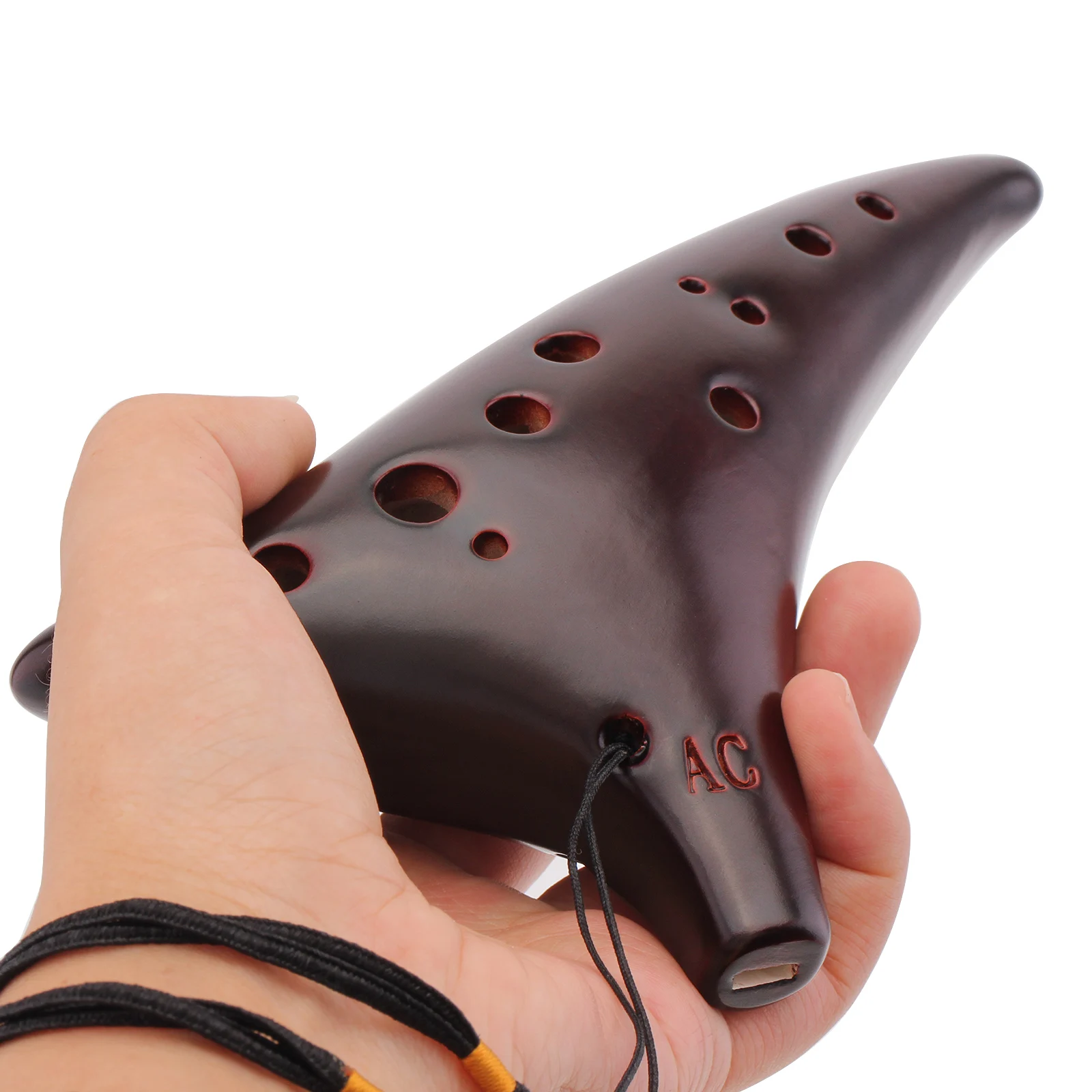 12 Holes Ocarina Zelda Alto ToneC Smoked Burn Ceramic Ocarina Flute  with Song Book Neck Cord Carry Bag Musical Instruments