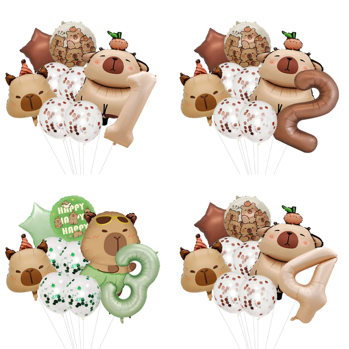 Einfarbige Capybara-Tier-Geburtstagsballon-Girlande Set Koordinierte Farbton-Ballons für Ordentliche Szenengestaltung